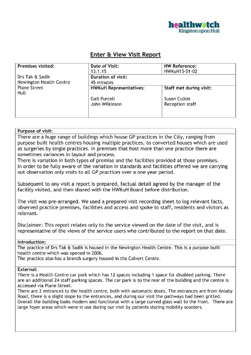 Drs Tak & Sadik Newington Health Centre